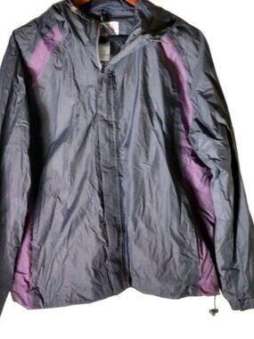 Coleman L XL Gray Purple Windbreaker Rain Jacket